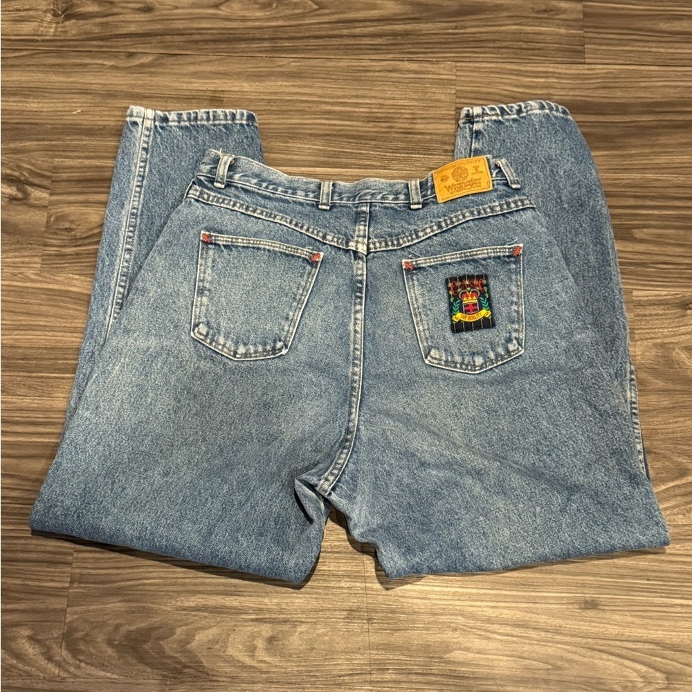 Vintage Wrangler High Rise Jeans Misses 18 Blue Denim USA Made 90s Straight Leg